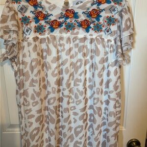 Embroidered Floral Blouse - Cream and Multicolor